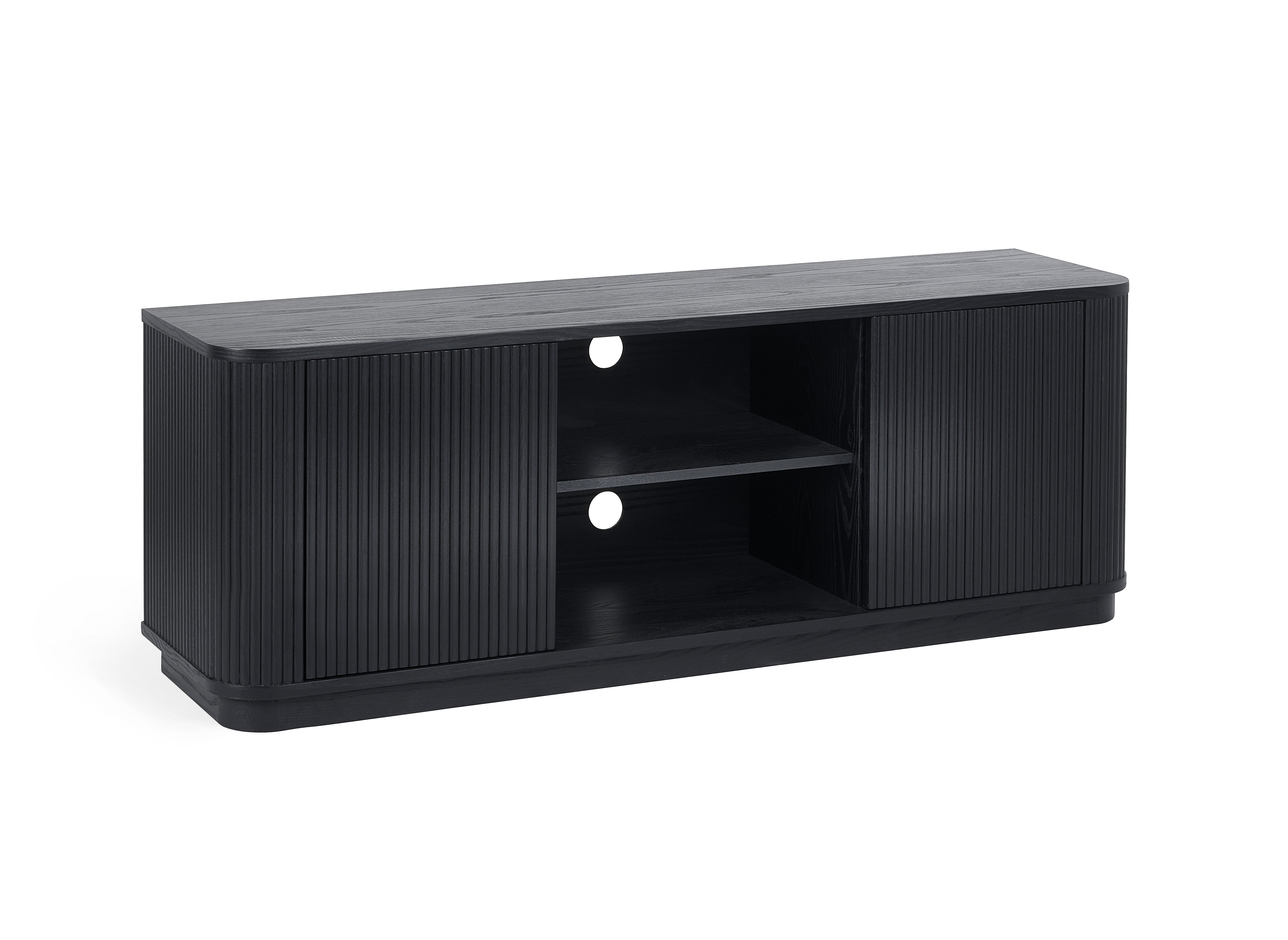 Como Fluted Black Wood TV Unit